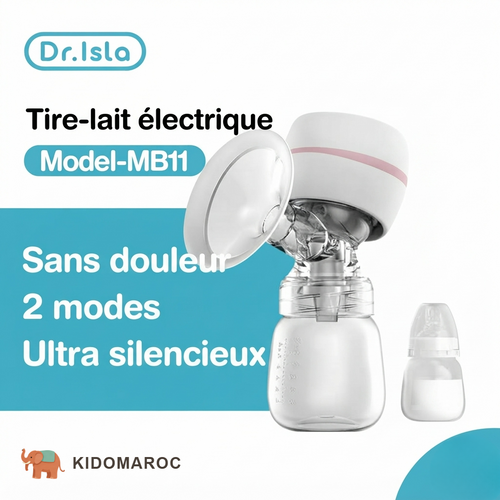 Tire-lait électrique Dr.Isla MB11 avec sa téterelle et son biberon gradué de 180 ml