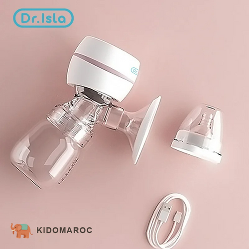Tire-lait Dr.Isla MB11 démonté : moteur, téterelle, biberon, tétine et câble USB